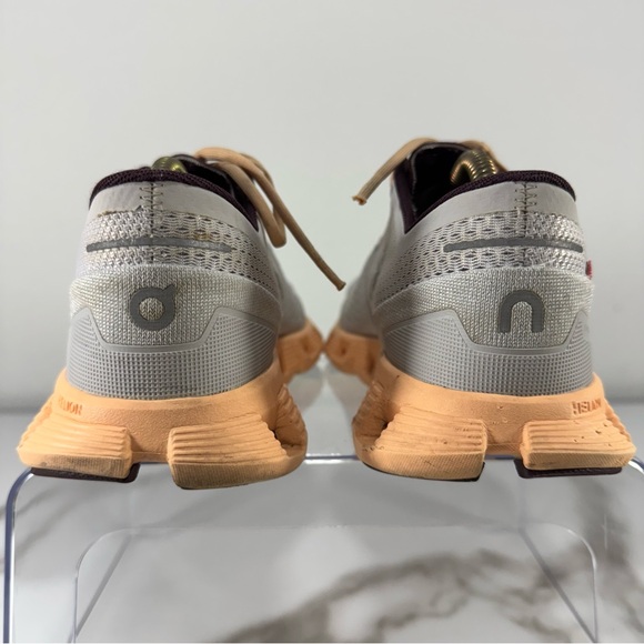 On Running Cloud X Gray Peach Knit Mesh Lightweight Training Women’s Sneakers, 8 - Picture 10 of 14